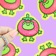 Happy Tomato Frog Vinyl Sticker