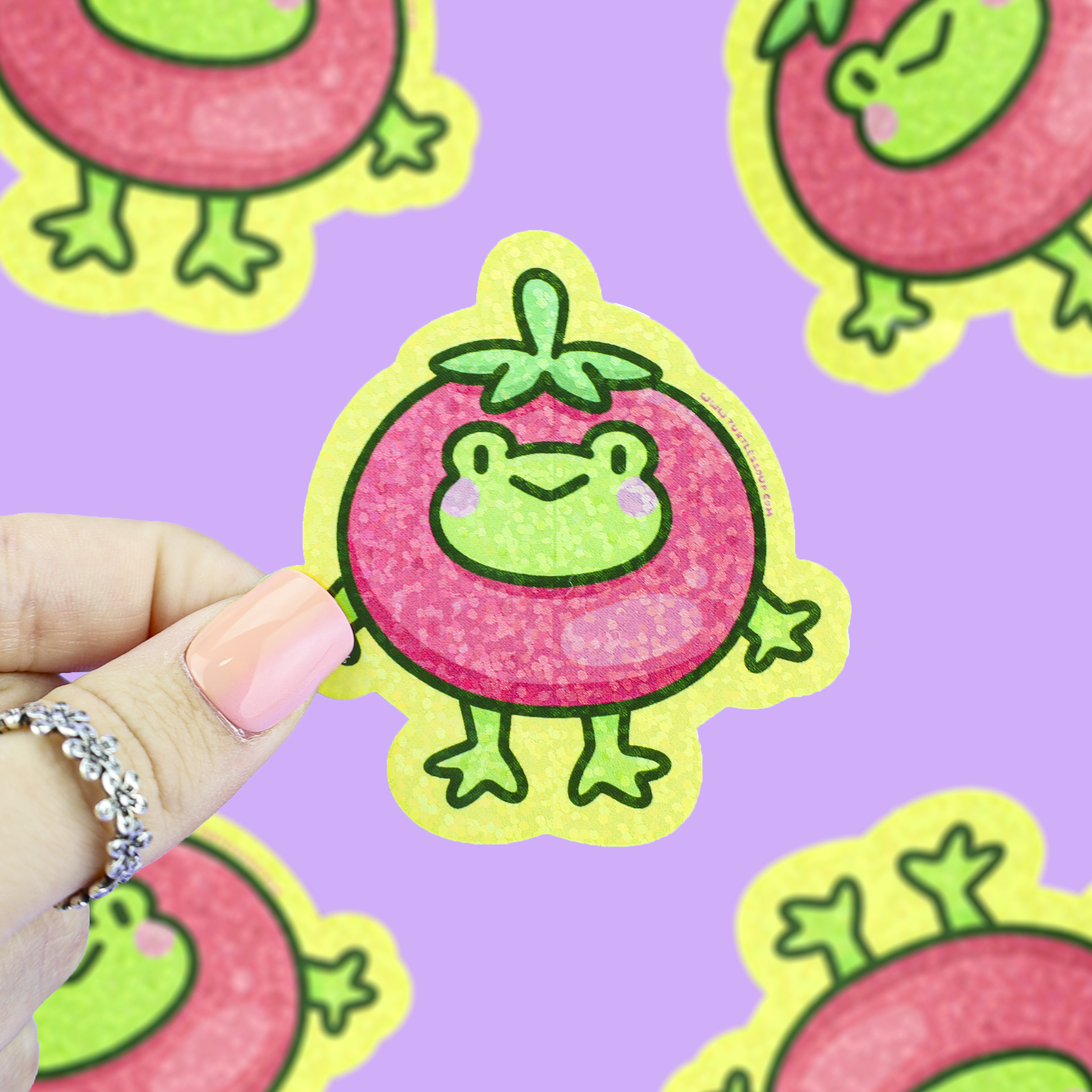 Happy Tomato Frog Vinyl Sticker