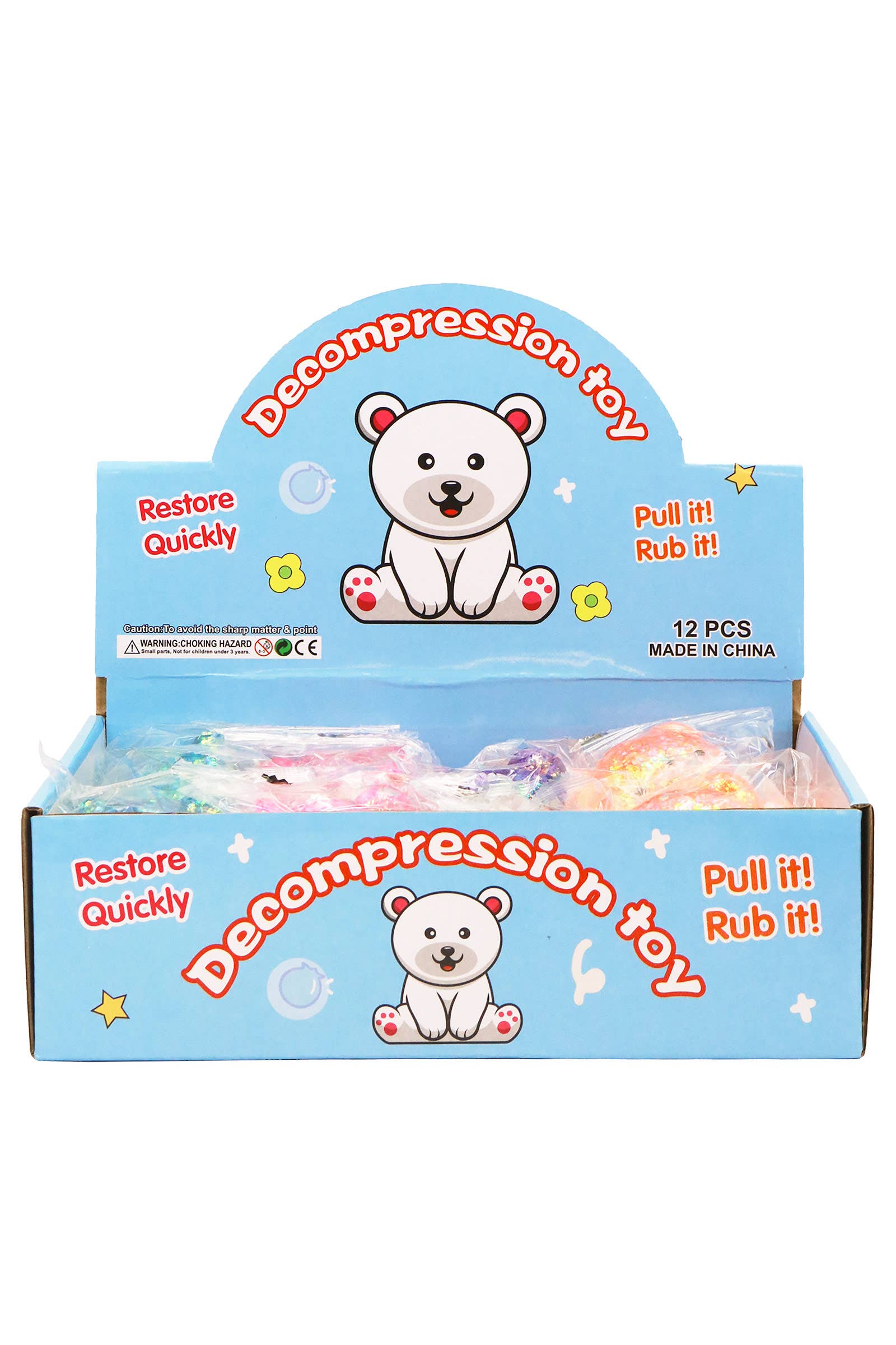 Cute Teddy Bear Glittery Maltose Putty Filled Squishy