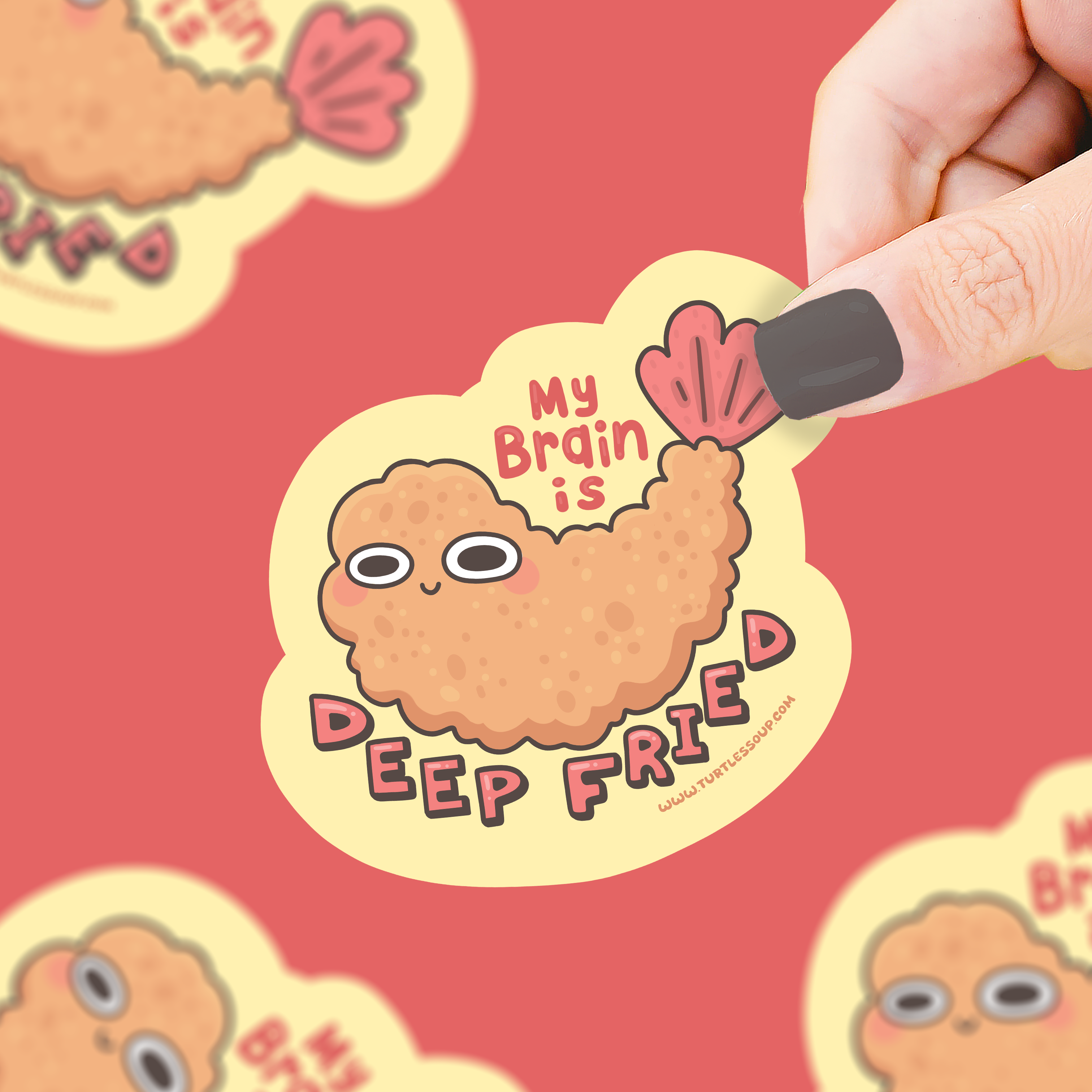 My Brain Is Deep Fried Shrimp Tempura Vinyl Sticker