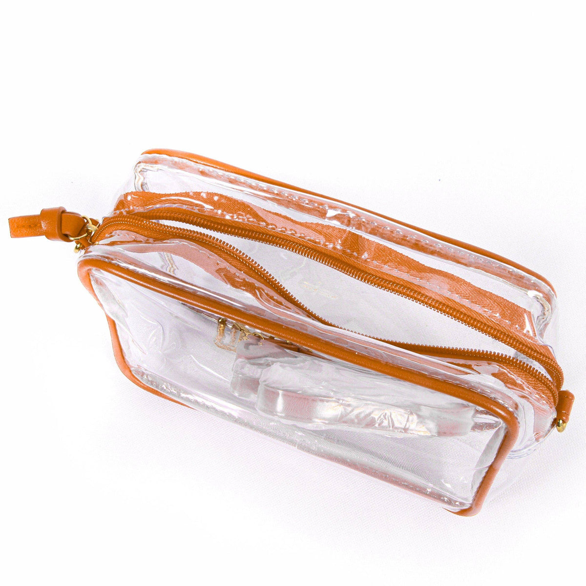 Texas Longhorn Bridget Clear Purse with Vegan Leather Trim and Straps ( Burnt Orange)(862BNT)