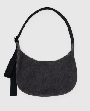 Baggu Medium Denim Crescent Bag - Washed Black Denim