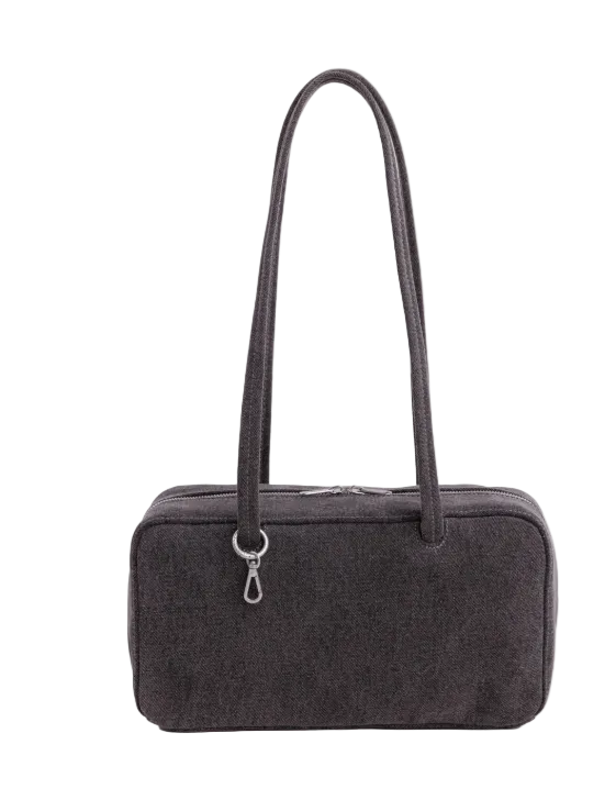 Baggu Denim Bowler Bag - Washed Black Denim