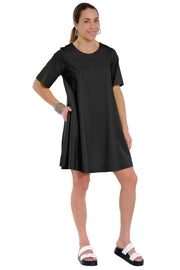 Lior Round Neck Short Sleeve Solid Dress (3 Colors)