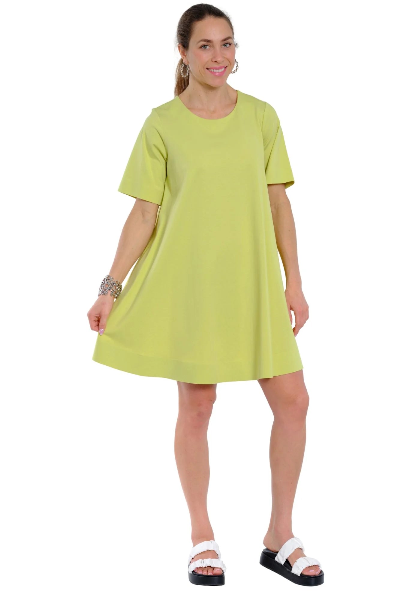 Lior Round Neck Short Sleeve Solid Dress (3-Colors )