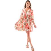 Lior Dolly Coral Floral Tiered Dress