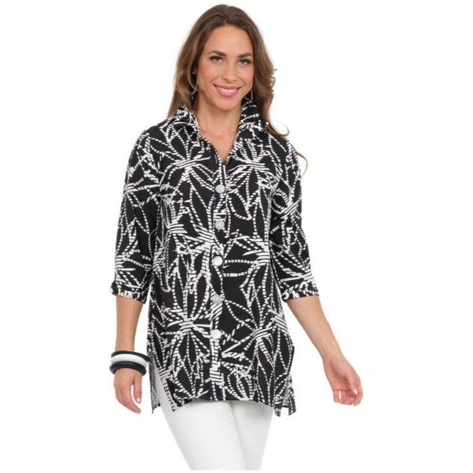 Lior Black & White Leaf Print Shirt