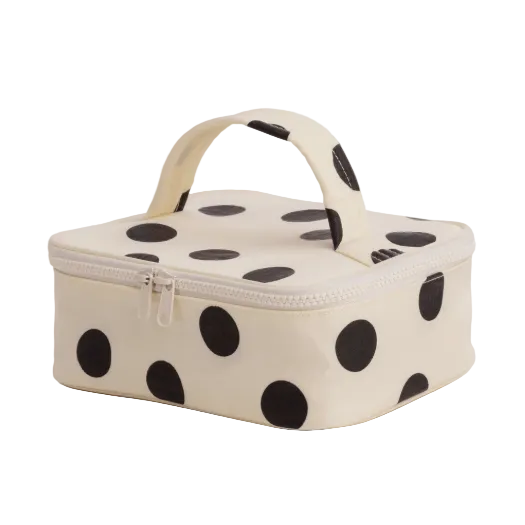 Baggu Small Cosmetic Case - Cream and Black Polka Dot