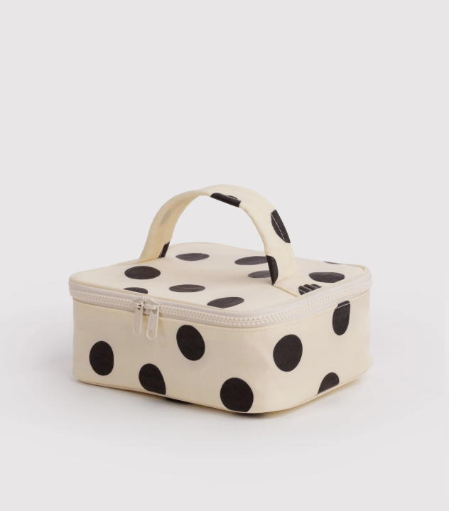 Baggu Small Cosmetic Case - Cream and Black Polka Dot