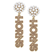 Texas Longhorns Canvas Pearl Cluster HORNS Post Drop Earrings (GLD) (24106E-TEX)