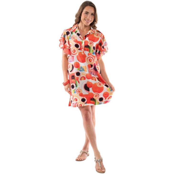 Lior Carnival Double Flounce Sleeve Knee Length Dress