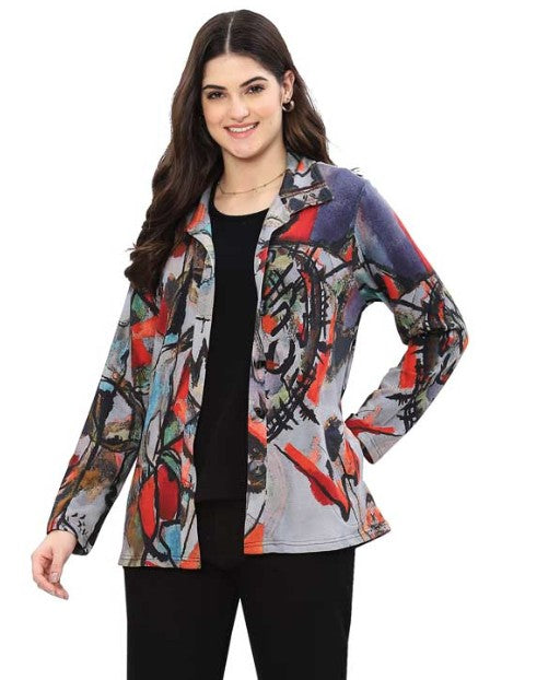 Parsley & Sage Dylan Abstract Print Shirt/Jacket (MULTI)