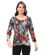 Parsley & Sage Dylan Abstract Print Top (MULTI)