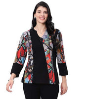 Parsley & Sage Dylan Abstract Print Notch V-Neck Top (MULTI)