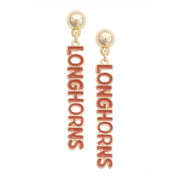 Texas Longhorn Canvas Style Puffy Enamel Longhorns Earring (27497E-TEX)