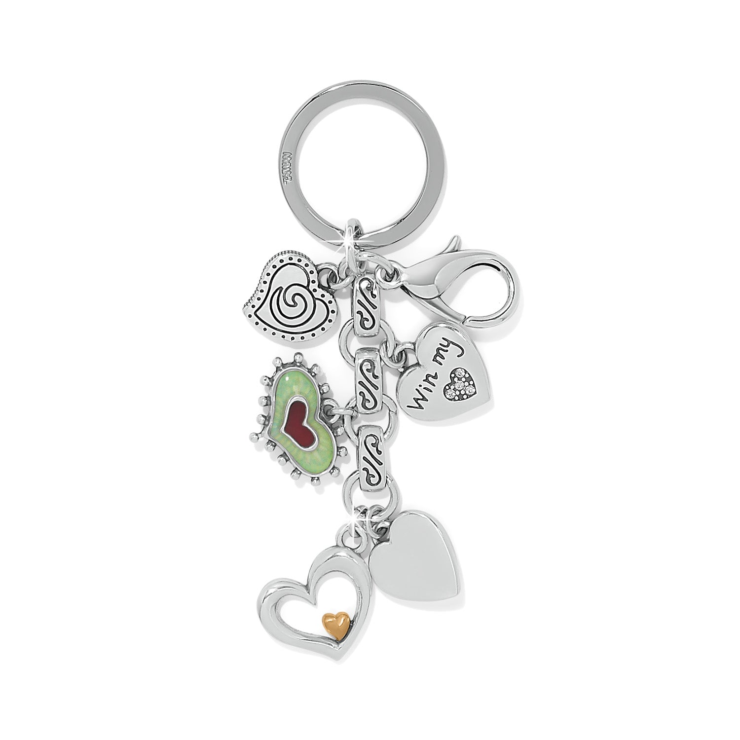 Brighton One Heart Charms Silver Multi Key Fob
