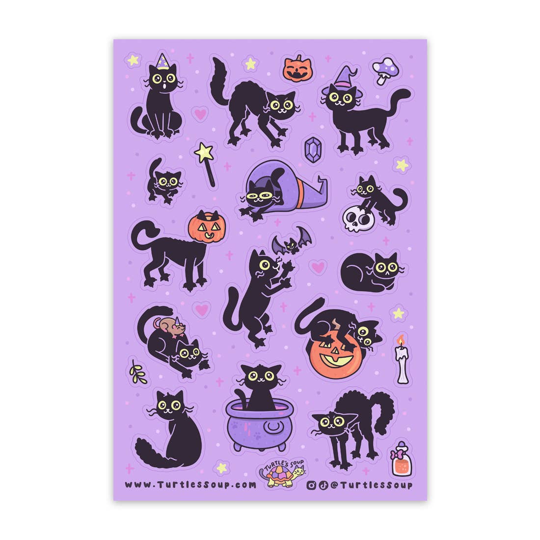 Black Cats | Halloween | Kitty Pumpkin Glitter Sticker Sheet