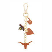 Texas Longhorn Canvas Style Heart Cluster Bag Charm(27520BC-TEX))