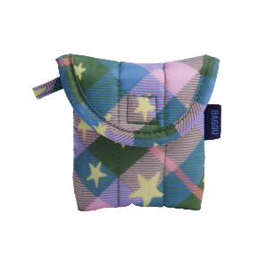 Baggu Puffy Earbuds Case - Green Star Plaid