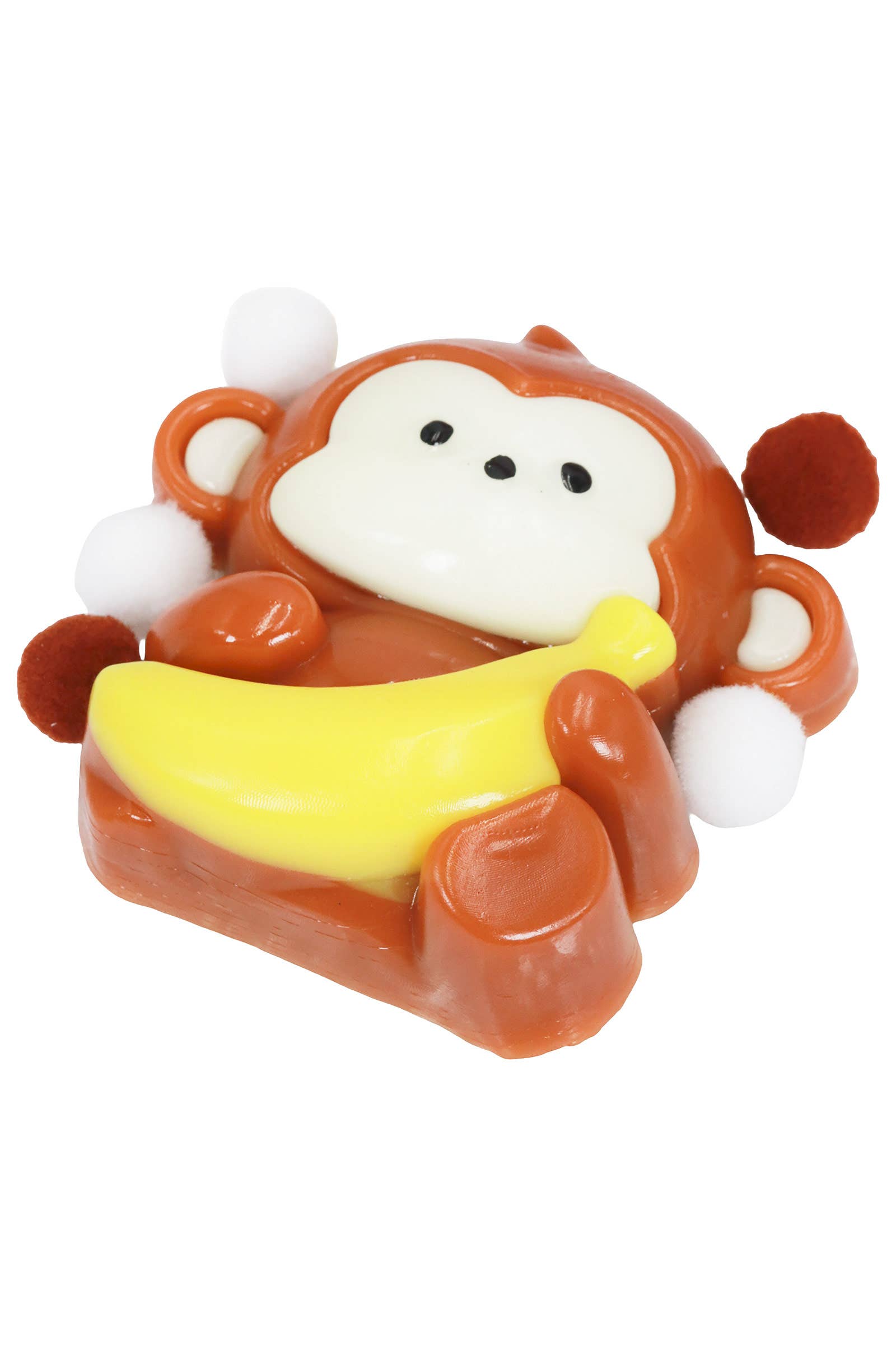 Cute Monkey Sticky Mochi Pom Pom Squishy Bag