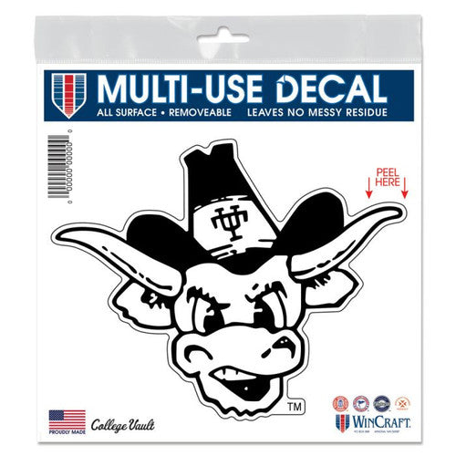 Texas Longhorn 6 x 6 Black & White Vintage Bevo Multi-Use Decal (FO696823)
