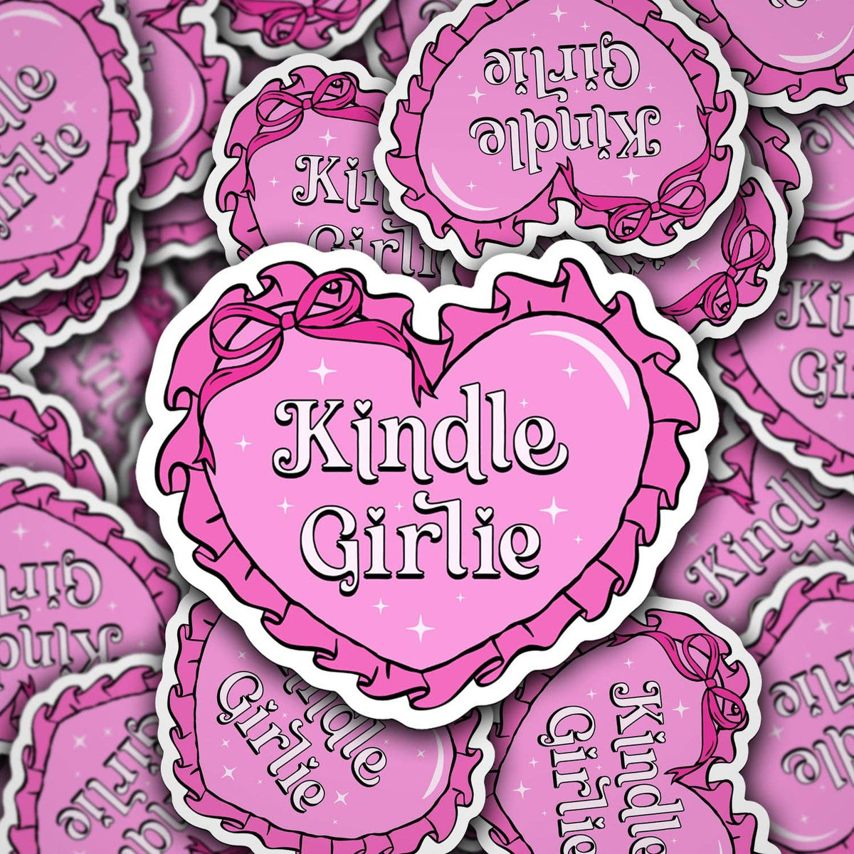 Kindle Girlie Pink Heart Vinyl Sticker