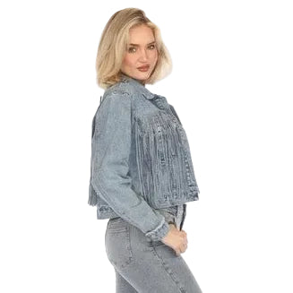 A.Z.I. Azita Fringe Washed Jacket (Z13577)(Indigo)