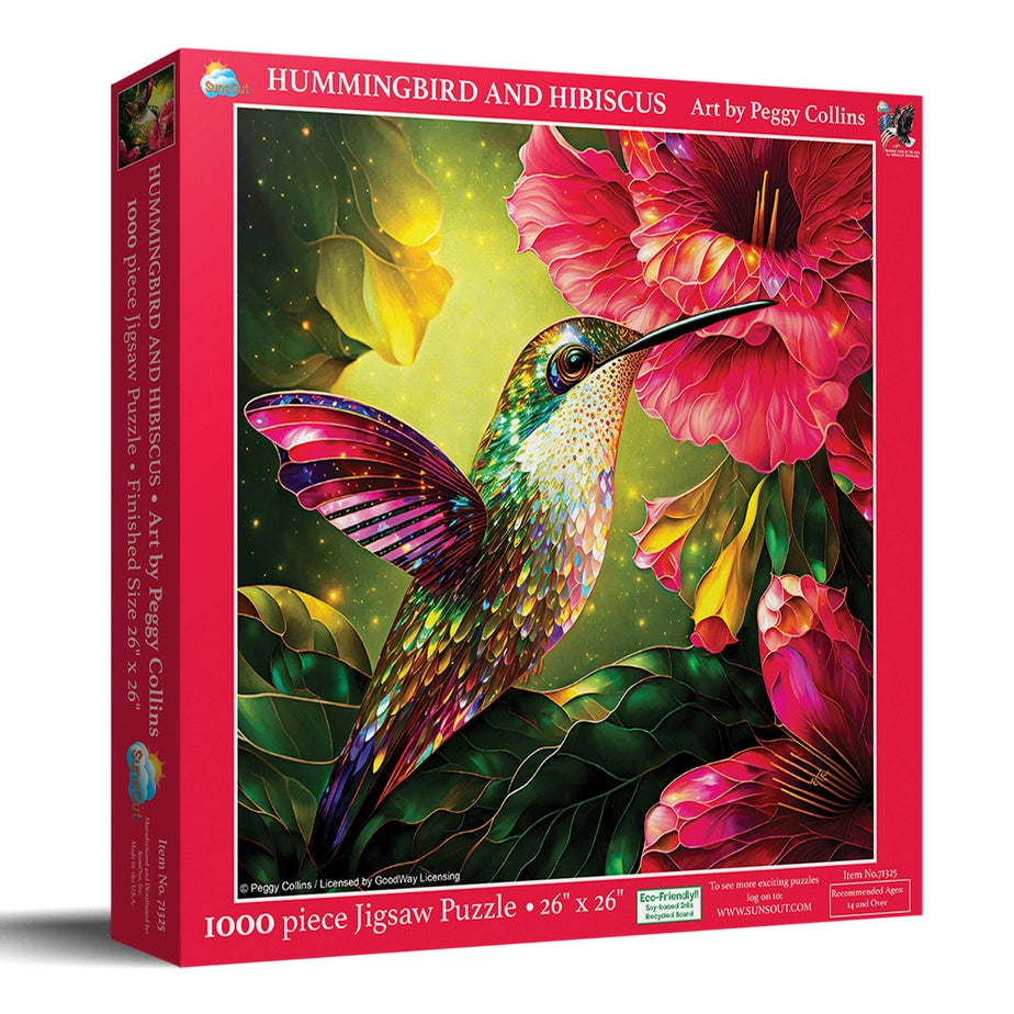 Hummingbird and Hibiscus 1000 piece Jigsaw Puzzle By Peggy Collins