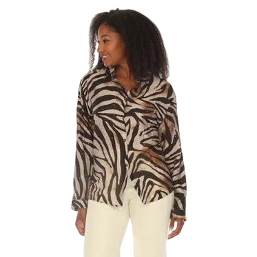 A.Z.I. Taylor Embellished Animal Print Blouse (Z13556)(Animal)