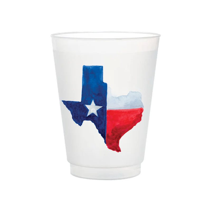 Taylor Paladino State of Texas Shaped  Frosted Plastic drink Cups | Set of 6