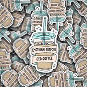 Emotional Support Iced Coffee Vinyl Sticker