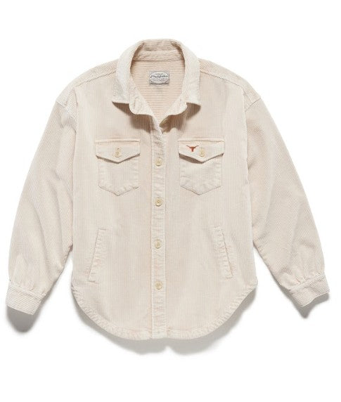 Texas Longhorn Flag & Anthem Ladies Cayce Corduroy Shirt Jacket (101-OW6019W)(Cream)