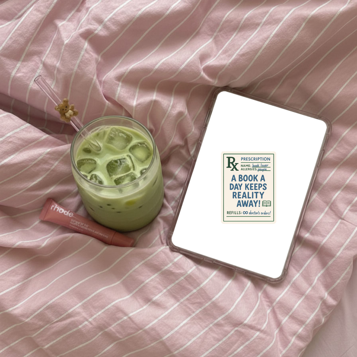 A Book a Day Keeps Reality Away Prescription Sticker