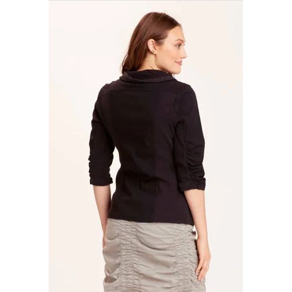 XCVI Fjord Poplin Zip Front Pocket Black Jacket