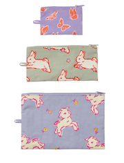 Baggu Flat Pouch Set - Spring Animals
