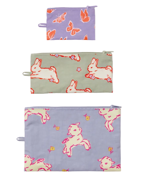 Baggu Flat Pouch Set - Spring Animals