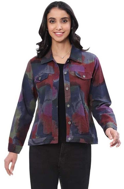 Parsley & Sage Frankie Jean Jacket (BURG/BLU/MULTI)