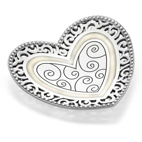 Brighton Lacie Daisy Heart Silver Trinket Tray