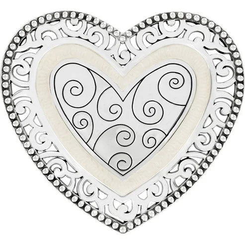 Brighton Lacie Daisy Heart Silver Trinket Tray