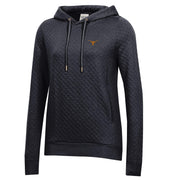 Texas Longhorn Ladies' Quilted Pullover Hoodie (BLK)