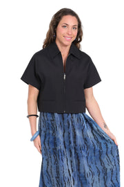 Lior Mini Textured Crop Jacket (Gianni-Black-AR) (Black)