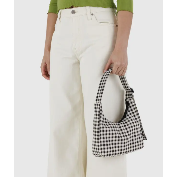 Baggu Mini Nylon Shoulder Bag - Black & White Gingham