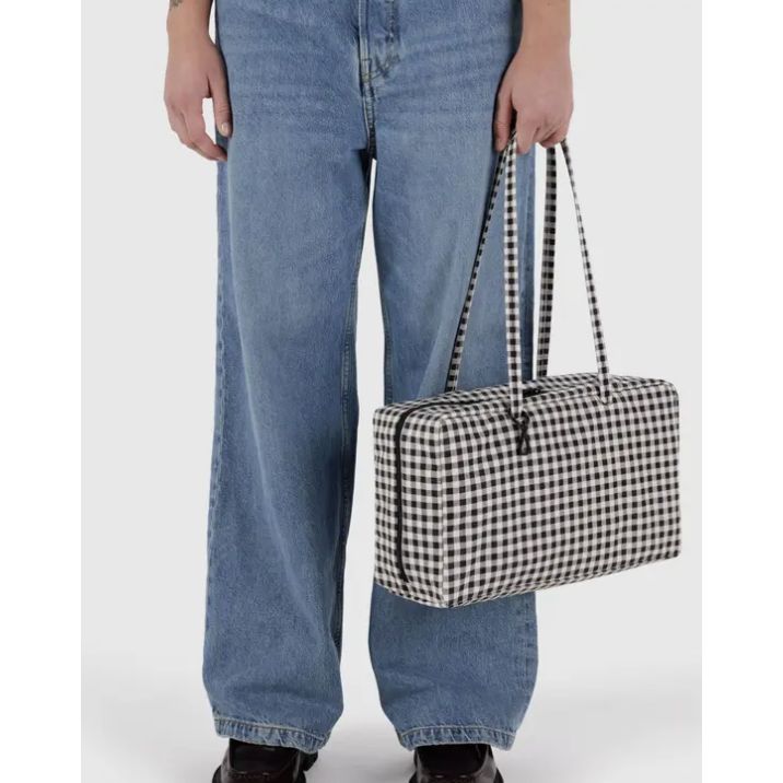 Baggu Medium Nylon Bowler Bag - Black & White Gingham