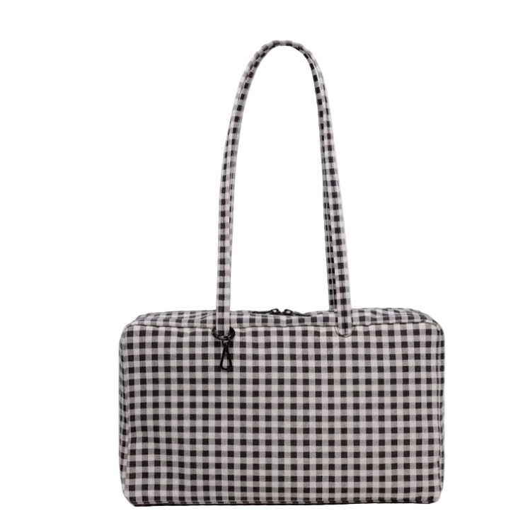 Baggu Medium Nylon Bowler Bag - Black & White Gingham