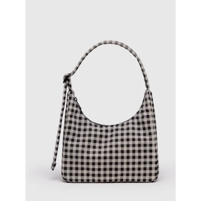 Baggu Mini Nylon Shoulder Bag - Black & White Gingham