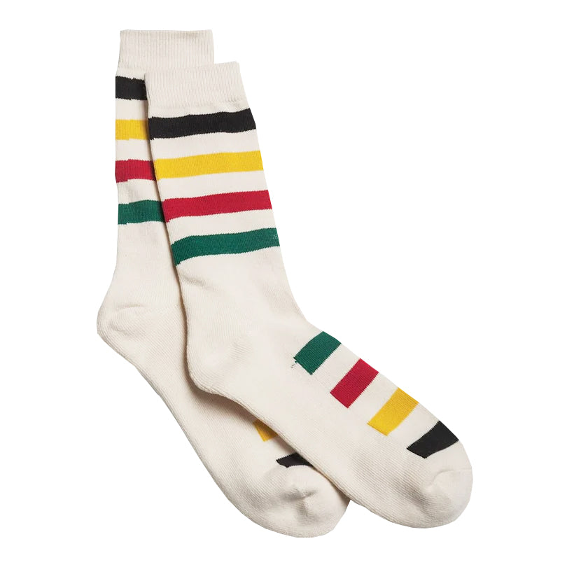 Pendleton Glacier Stripe Cotton Blend Natural Crew Socks