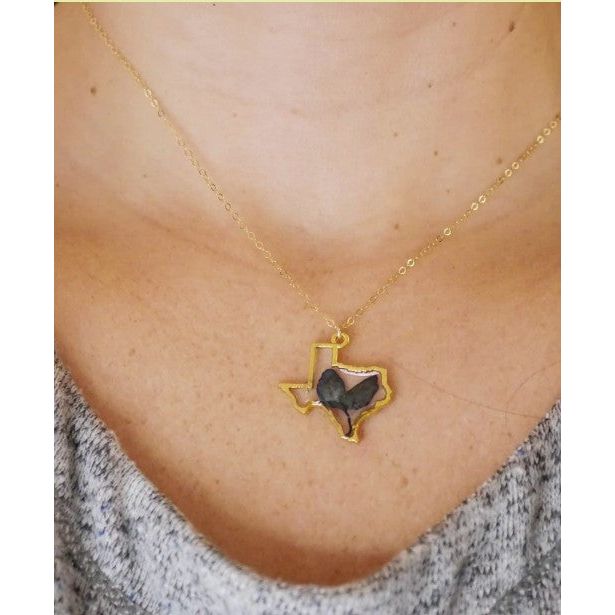 Remedy Designs Gold Pressed Texas Bluebonnet Necklace