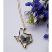 Remedy Designs Gold Pressed Texas Bluebonnet Necklace