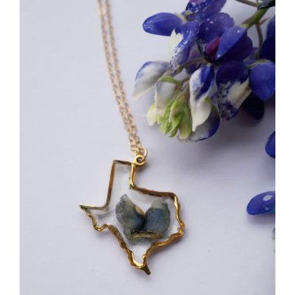 Remedy Designs Gold Pressed Texas Bluebonnet Necklace