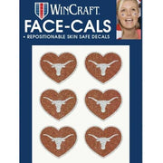 Texas Longhorn Glitter Heart Logo Face Decals (F1207022)
